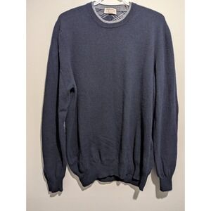 Gran Sasso Boyds Italy Mens Wool Pullover Sweater Elbow Patches Blue Size Medium